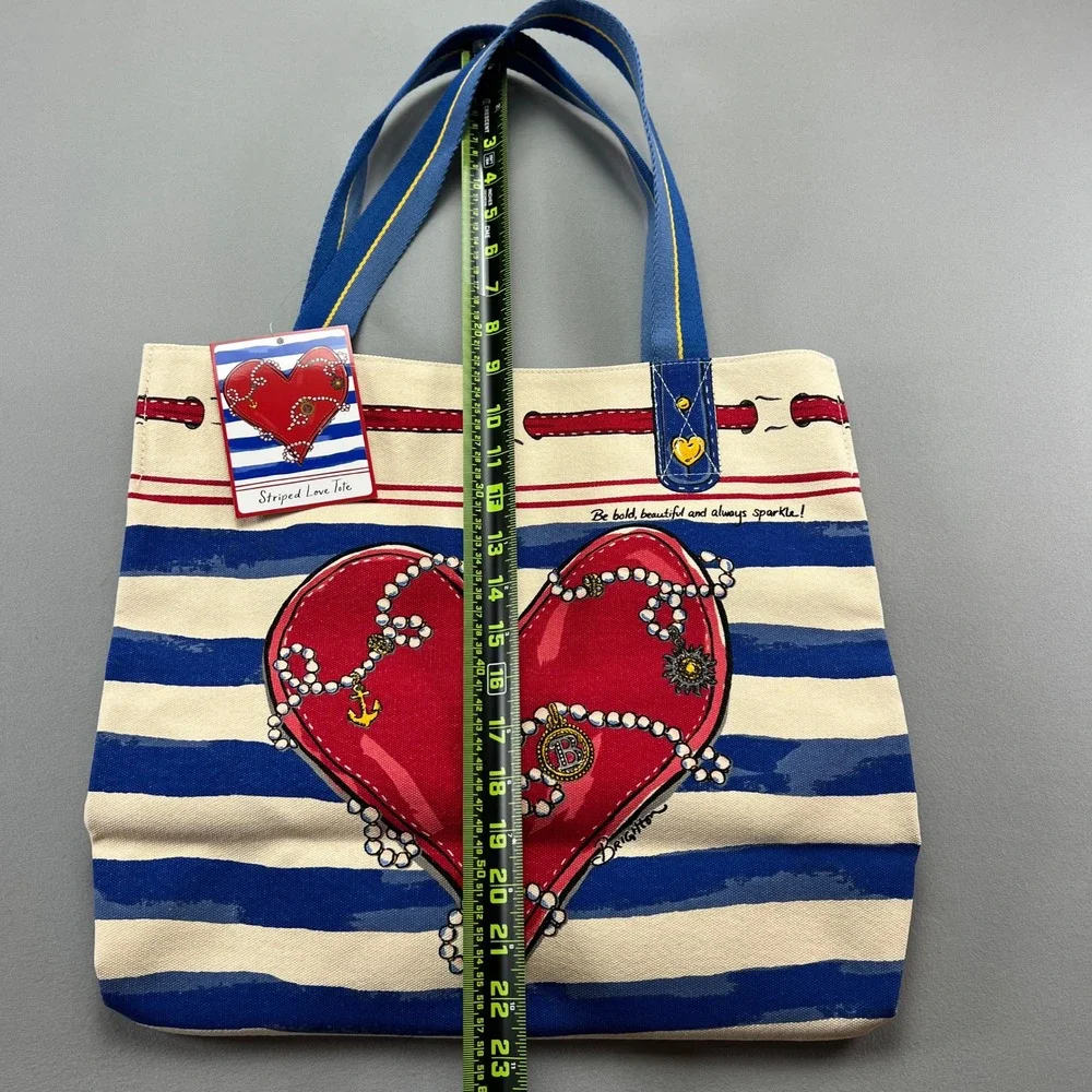 Brighton Striped Love Clear Womens Multicolor Printed Double Handle Tote Bag